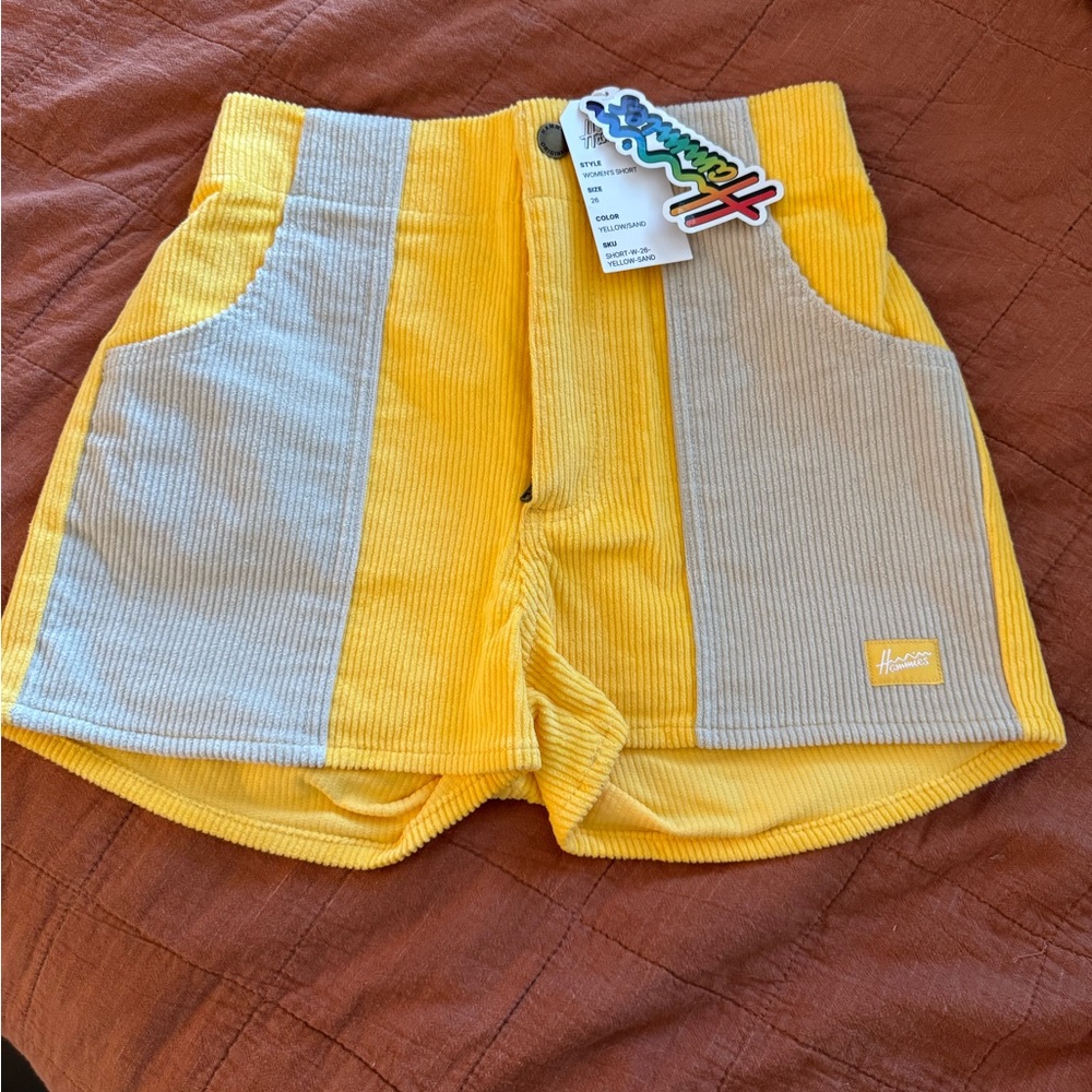 Hammies Women's High Waist Duo-tone Yellow and Gray Shorts